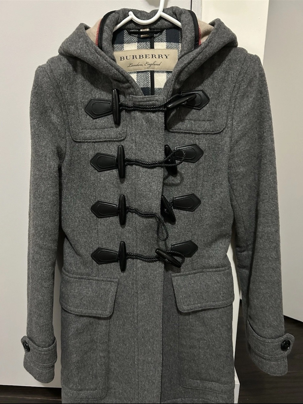 burberry toggle duffle coat women Size 4 Gray
